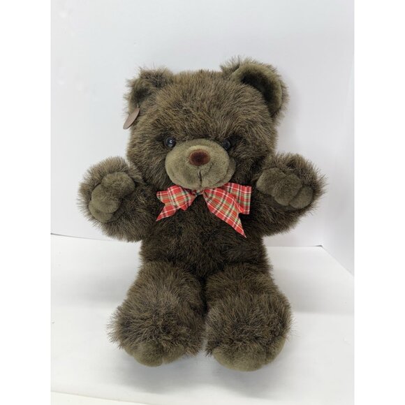Cuddle Wit Teddy Bear Plush Stuffed Animal Brown With Bow 19” 1991 With Tags - Picture 1 of 12